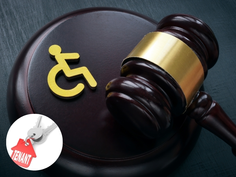 A graphic illustrating the rights of disabled tenants in Australia, including accessibility, discrimination, and reasonable adjustments.